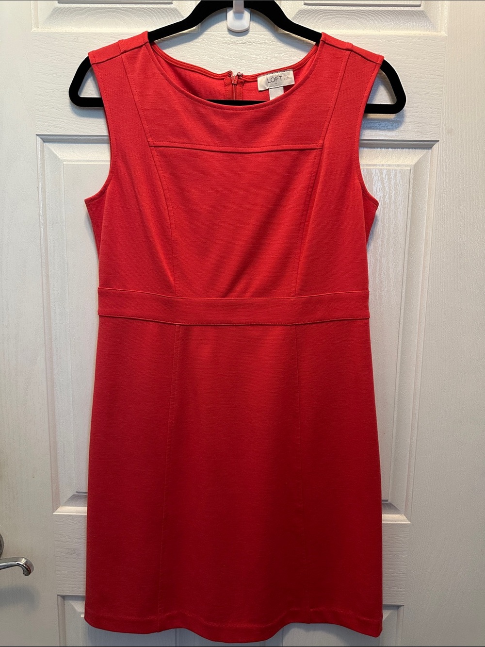 LOFT Classic Red-Orange Knit Sleeveless Sheath Dress Size 6P